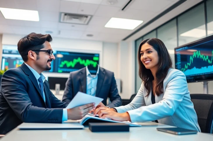 Professional investment advice UK specialists analyzing financial charts and strategies for clients